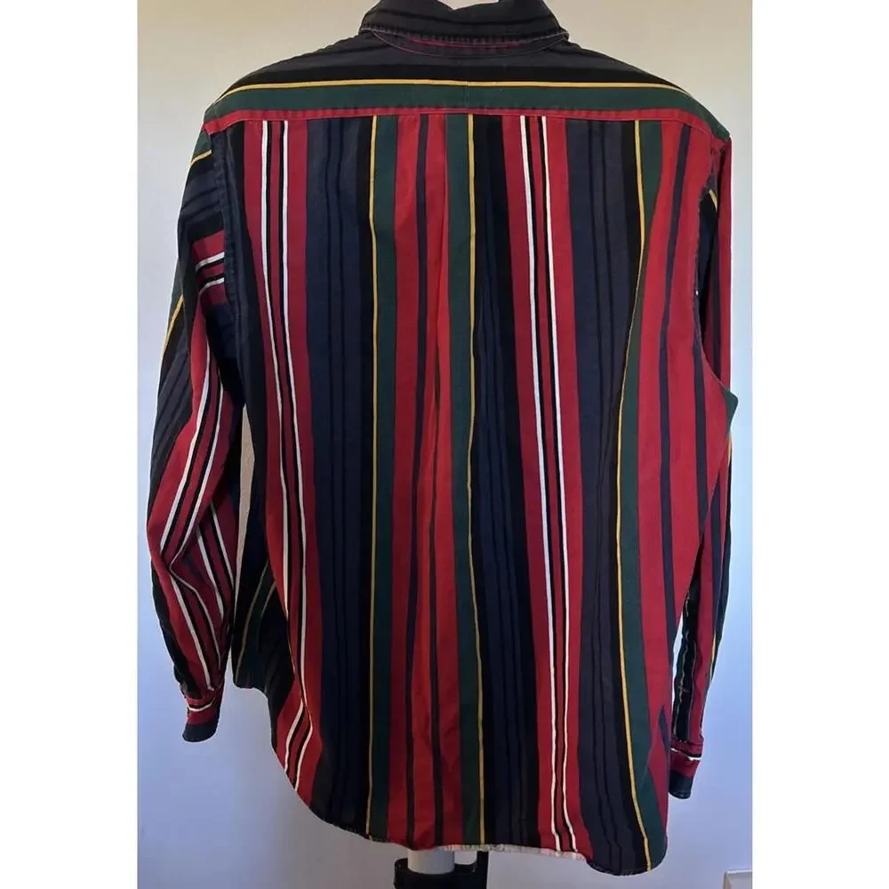 Ralph Lauren Vintage Button Down Shirt Mens XL Vertical Stripes 100% Cotton Pony - Picture 4 of 5